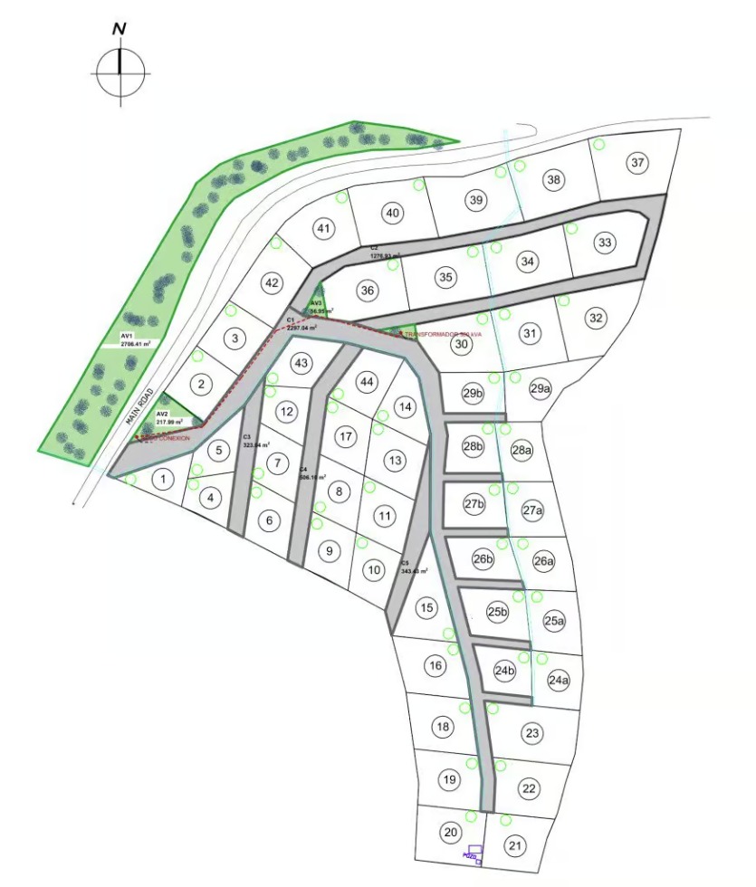 Sunset Vistas community masterplan map, Camp Bay, Roatan, showing Lot 36